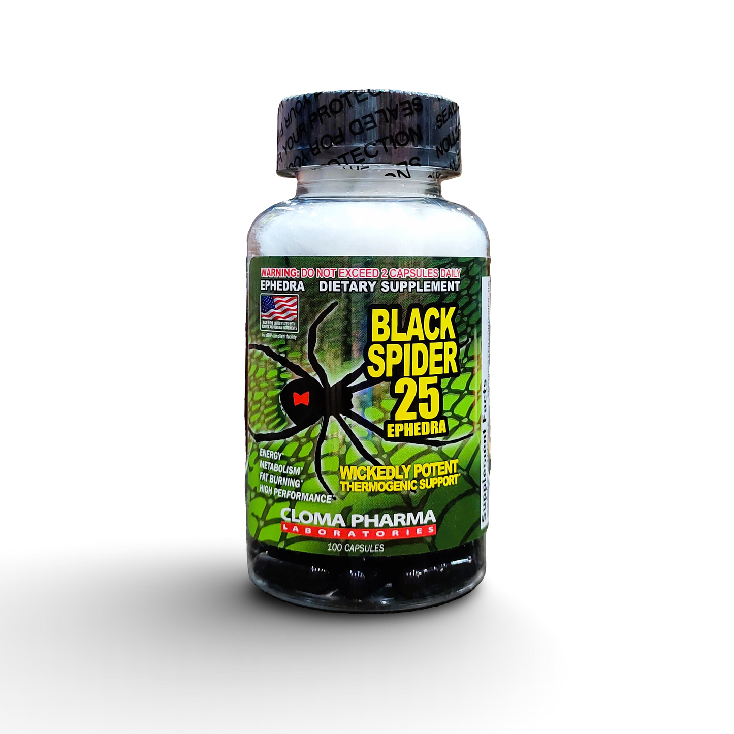 BLACK SPIDER FAT BURNER | 100 CAPS | BY CLOMA PHARMA